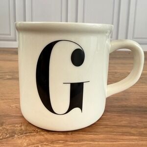 POTTERY BARN Initial "G" White Ceramic Mug EUC!